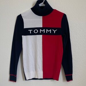 Tommy Hilfiger Women’s Turtleneck Sweater - Red, White, and Blue Size S/P
